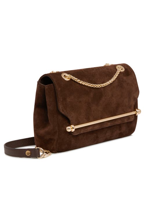 Strathberry Mini East/west Suede Soft Crossbody Bag In Chocolate