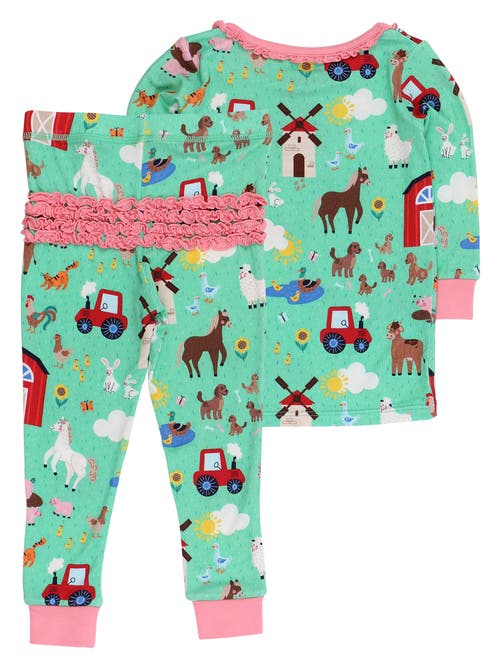 Rufflebutts Softsnooze Ruffle Long Sleeve Pajama Set, Signature Rear Ruffles In Multi