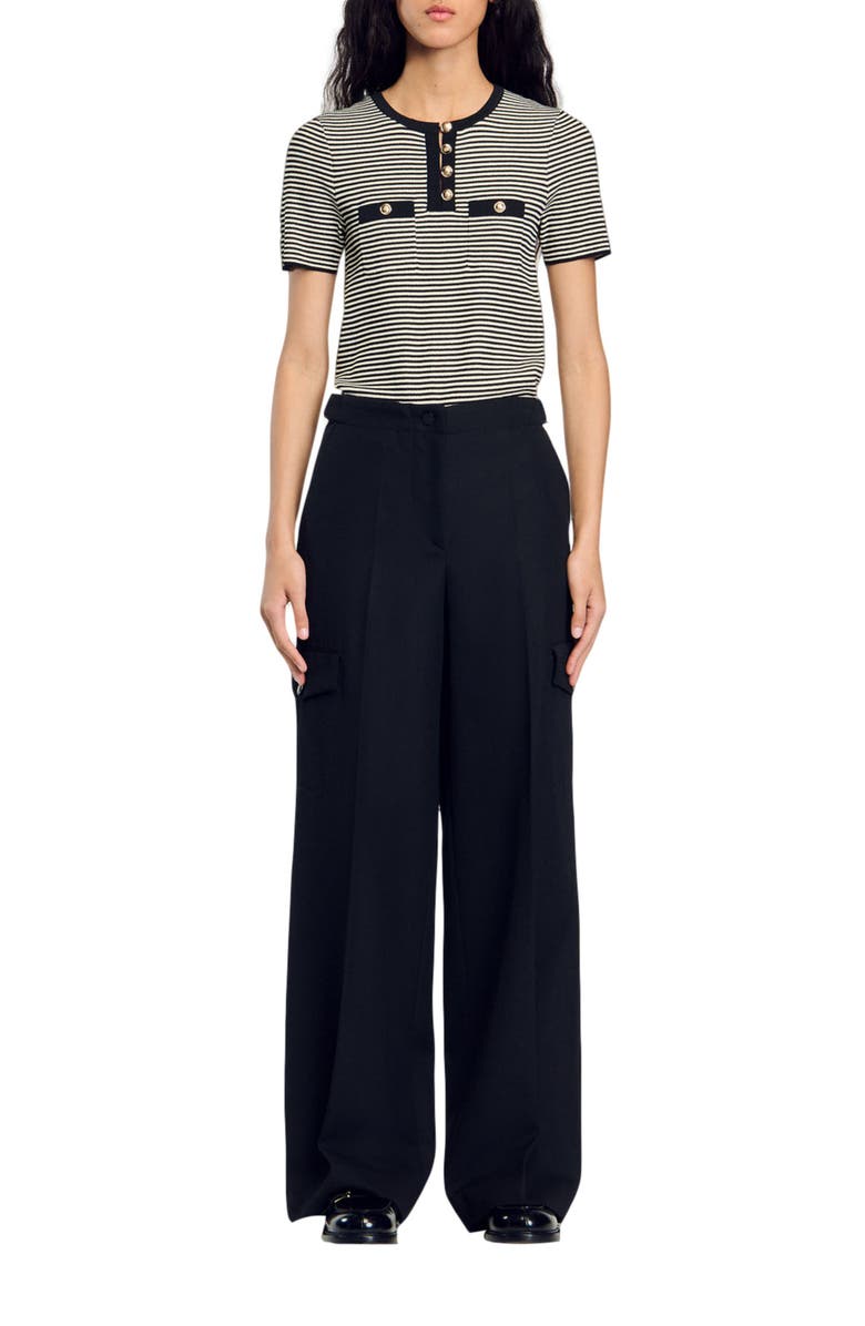 SANDRO Wide-leg trousers, Alternate, color,