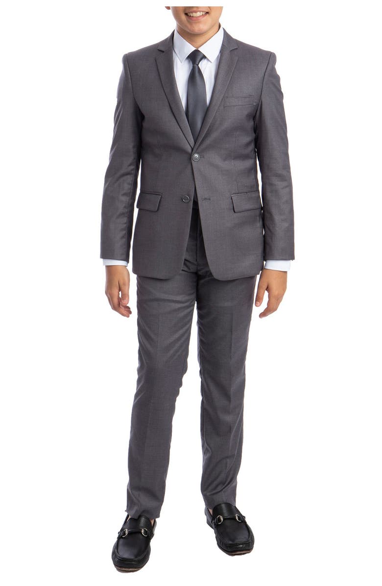 Perry Ellis Kids' Solid 5-Piece Suit, Main, color, Meduim Grey