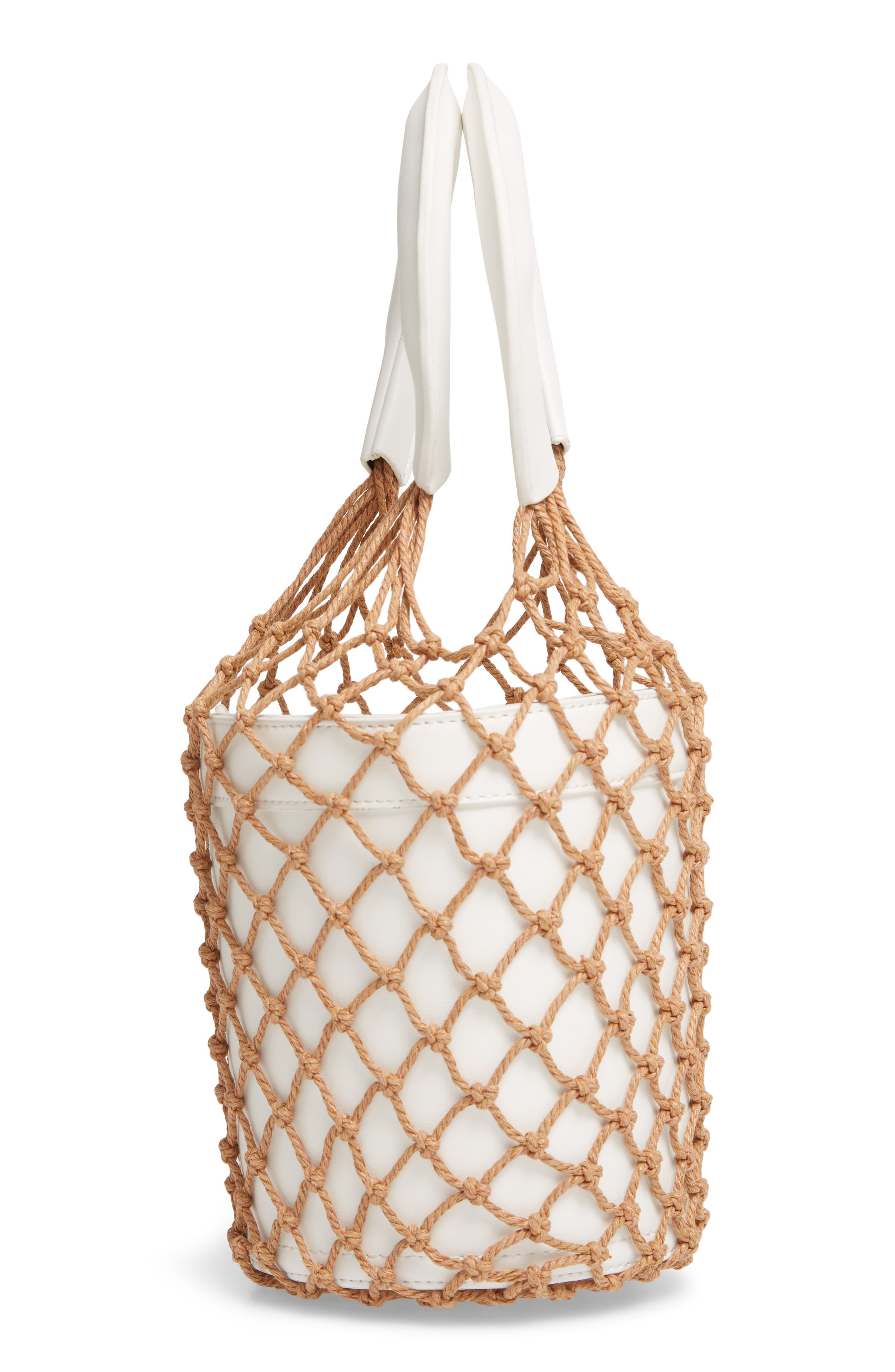 Knotty Net Faux Leather Bucket Bag, Alternate, color, 