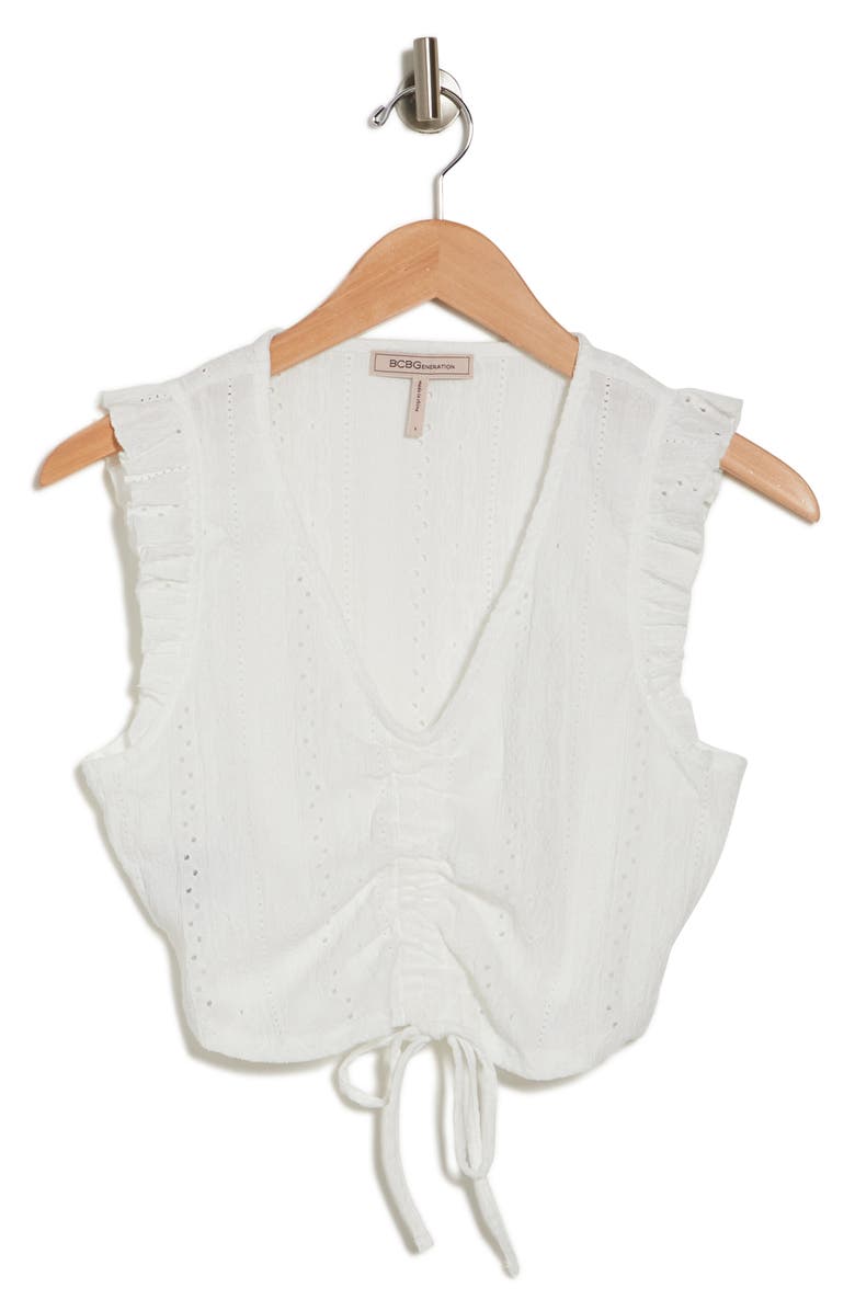 BCBGeneration Eyelet Cinch Front Top, Alternate, color, 