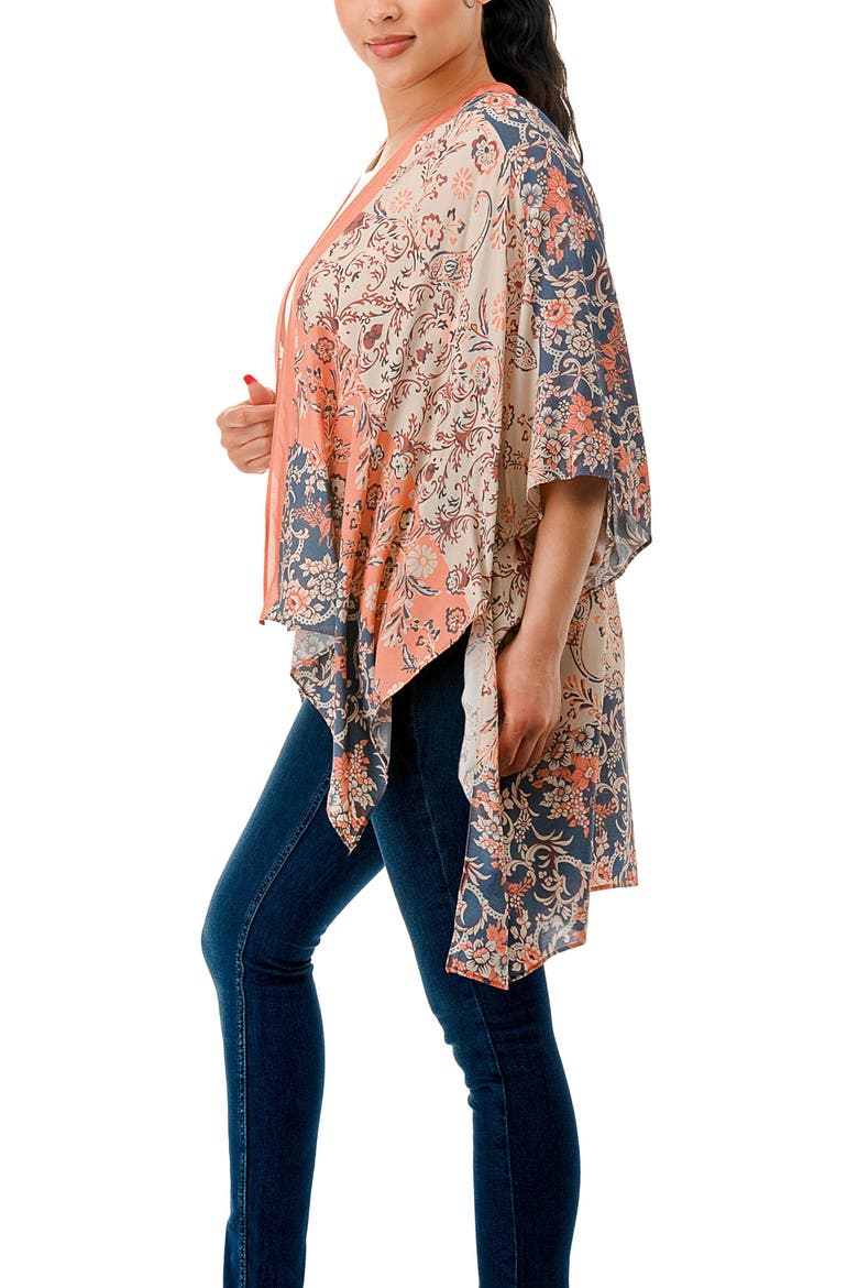 Ombre Floral Kimono, Alternate, color, CORAL