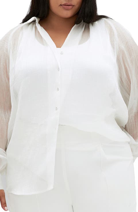 Iliana Sheer Metallic Shirt (Plus)