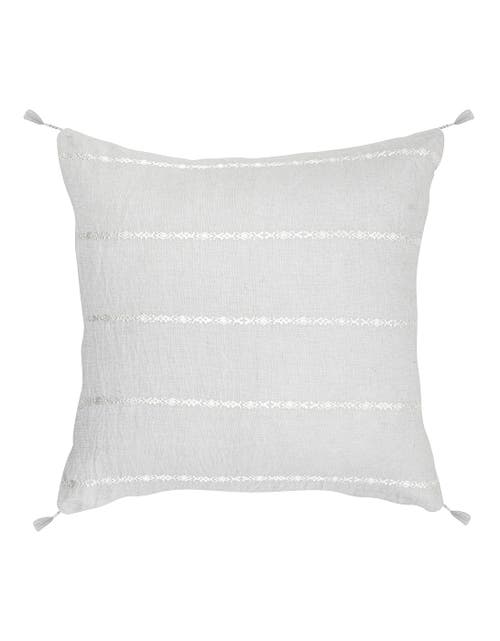 Anaya So Soft Linen Embroidered Stripes Pillow In Grey