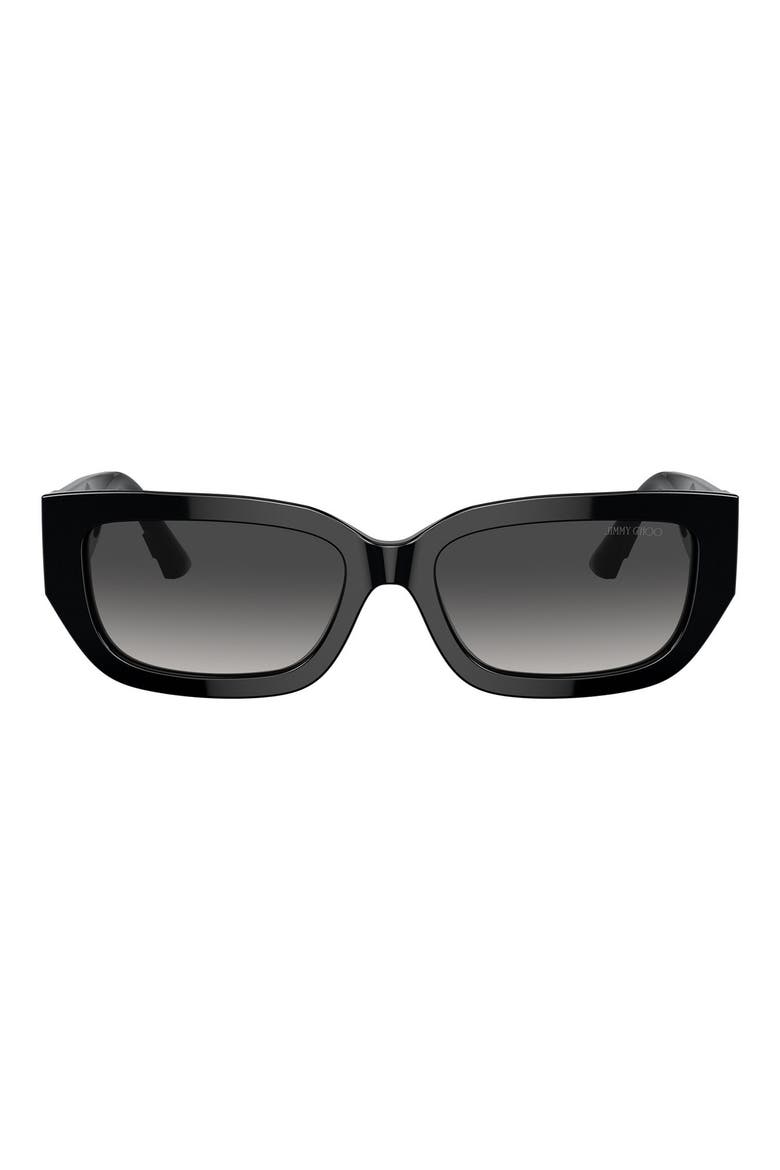55mm Rectangle Sunglasses, Main, color, BLACK