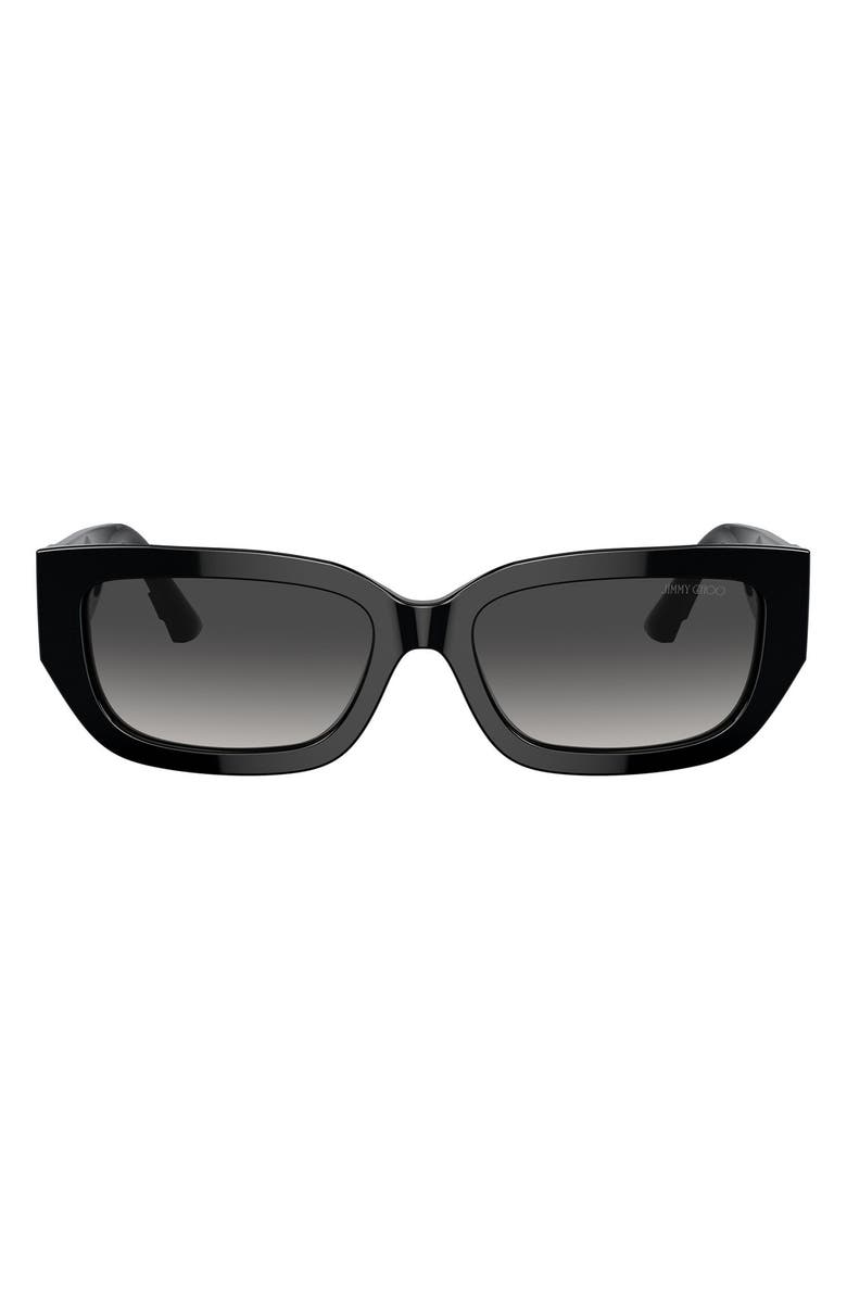 Jimmy Choo 55mm Rectangle Sunglasses, Main, color, Black