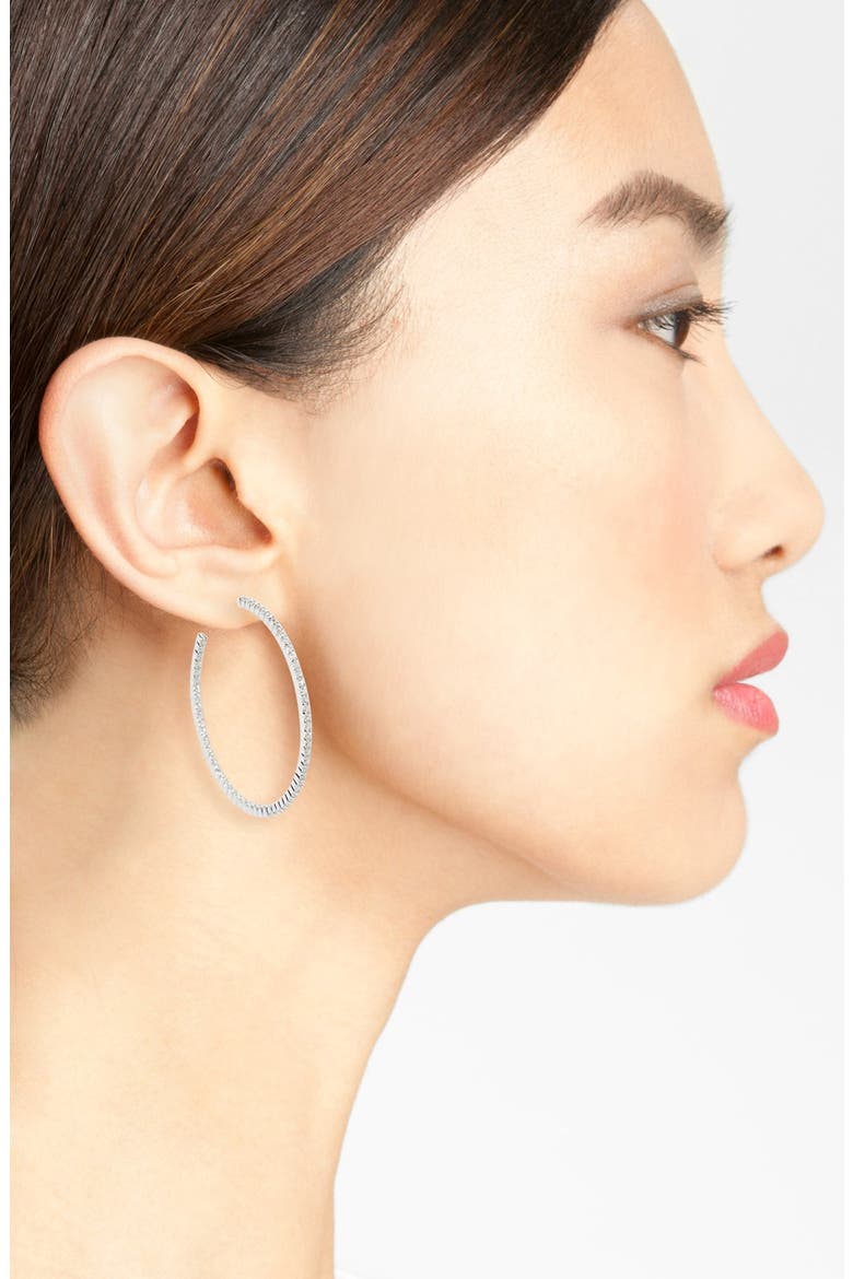 Diamond Inside Out Hoop Earrings (Nordstrom Exclusive), Alternate, color, WHITE GOLD