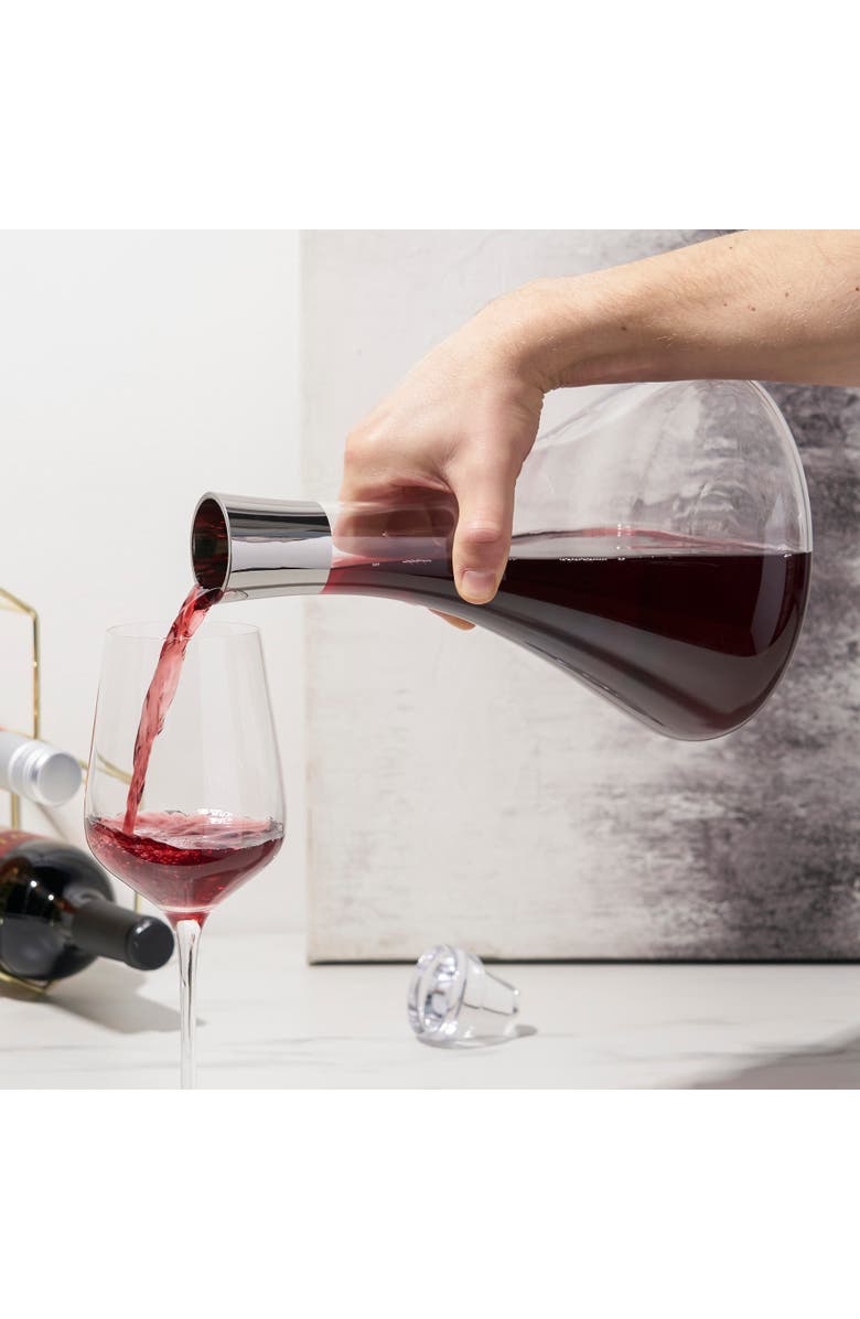 Viski Irving Crystal Decanter with Chrome Rim, Alternate, color, Clear