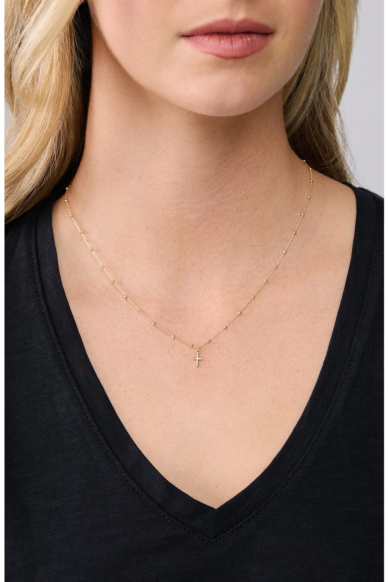 14K Gold Cross Pendant Necklace, Alternate, color, 14K YELLOW GOLD