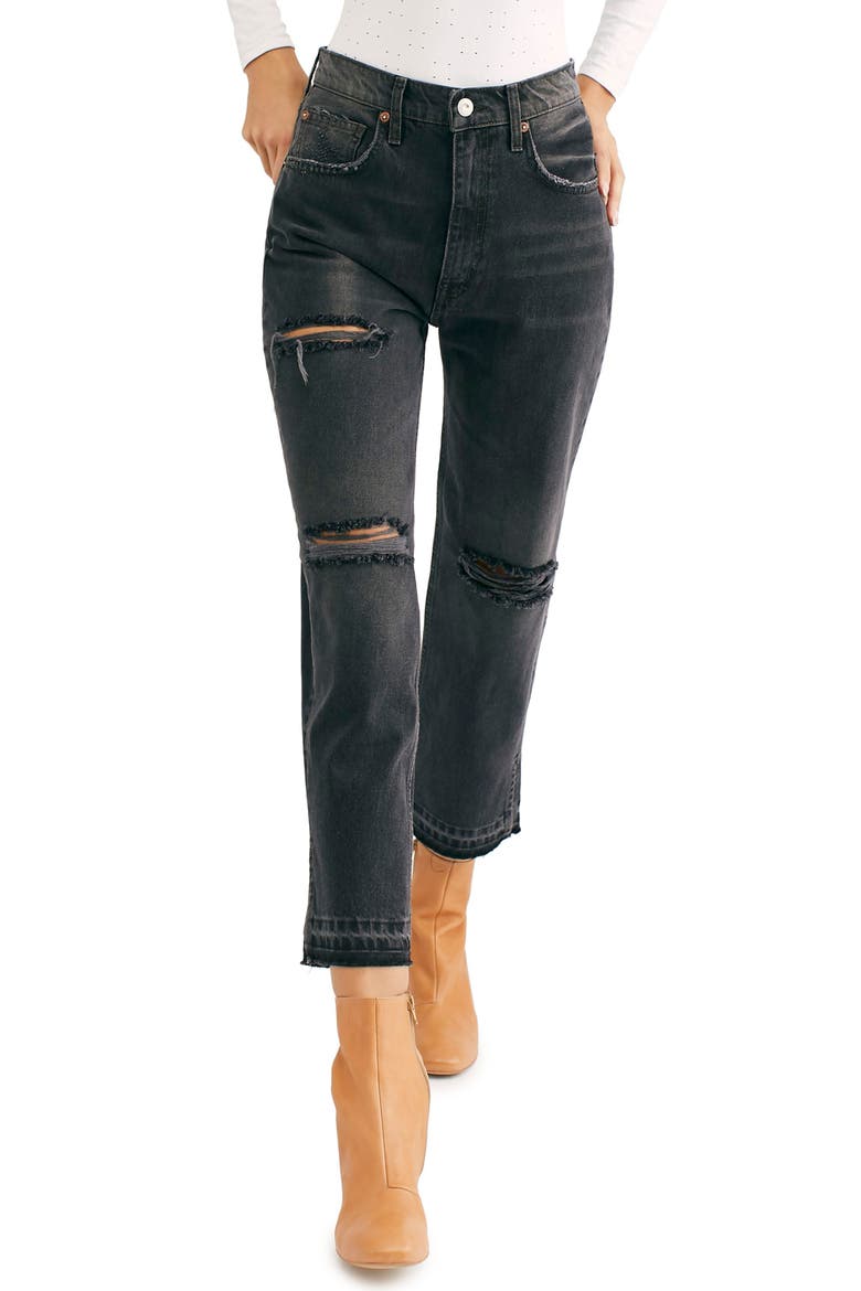 Lita Crop Straight Leg Jeans, Main, color, BLACK