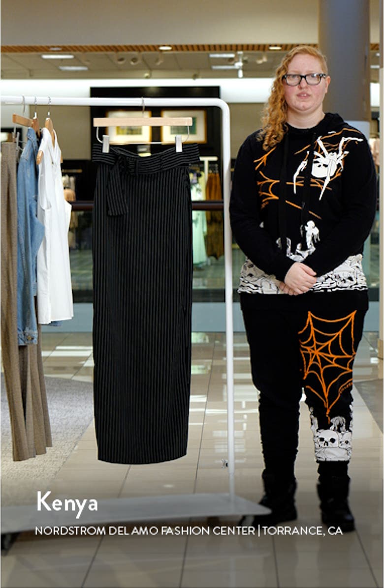 High Waist Belted Pinstripe Skirt, sales video thumbnail