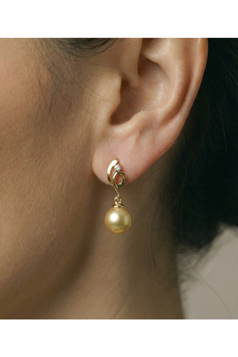 14K Gold Golden Pearl & Diamond Symphony Earrings, Alternate, color, Yellow Gold