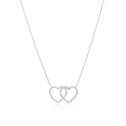Diamond Interlocking Double Heart Necklace