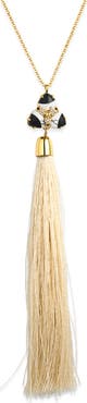 Lele Sadoughi Crystal Orchid Tassel Necklace