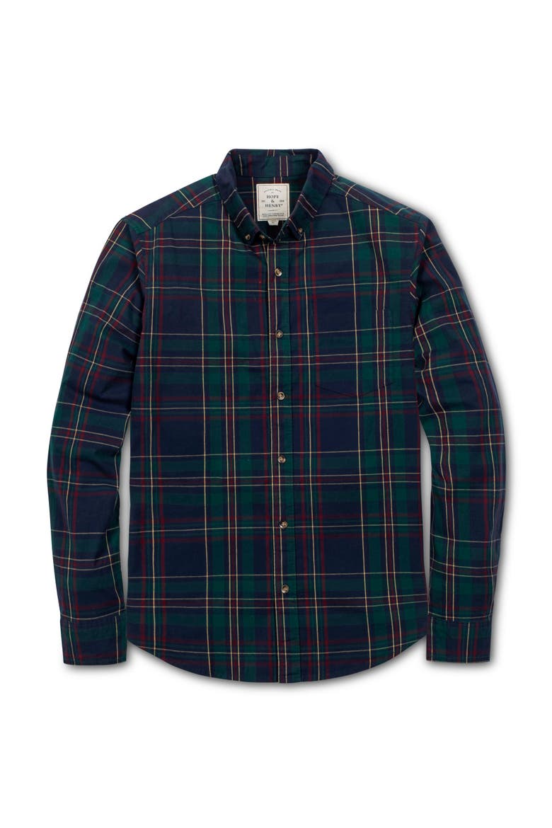 Organic Stretch Poplin Button Down Shirt, Alternate, color, Scottish Plaid