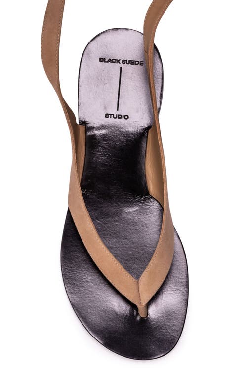 Black Suede Studio Tres Ankle Wrap Sandal In Sand Suede