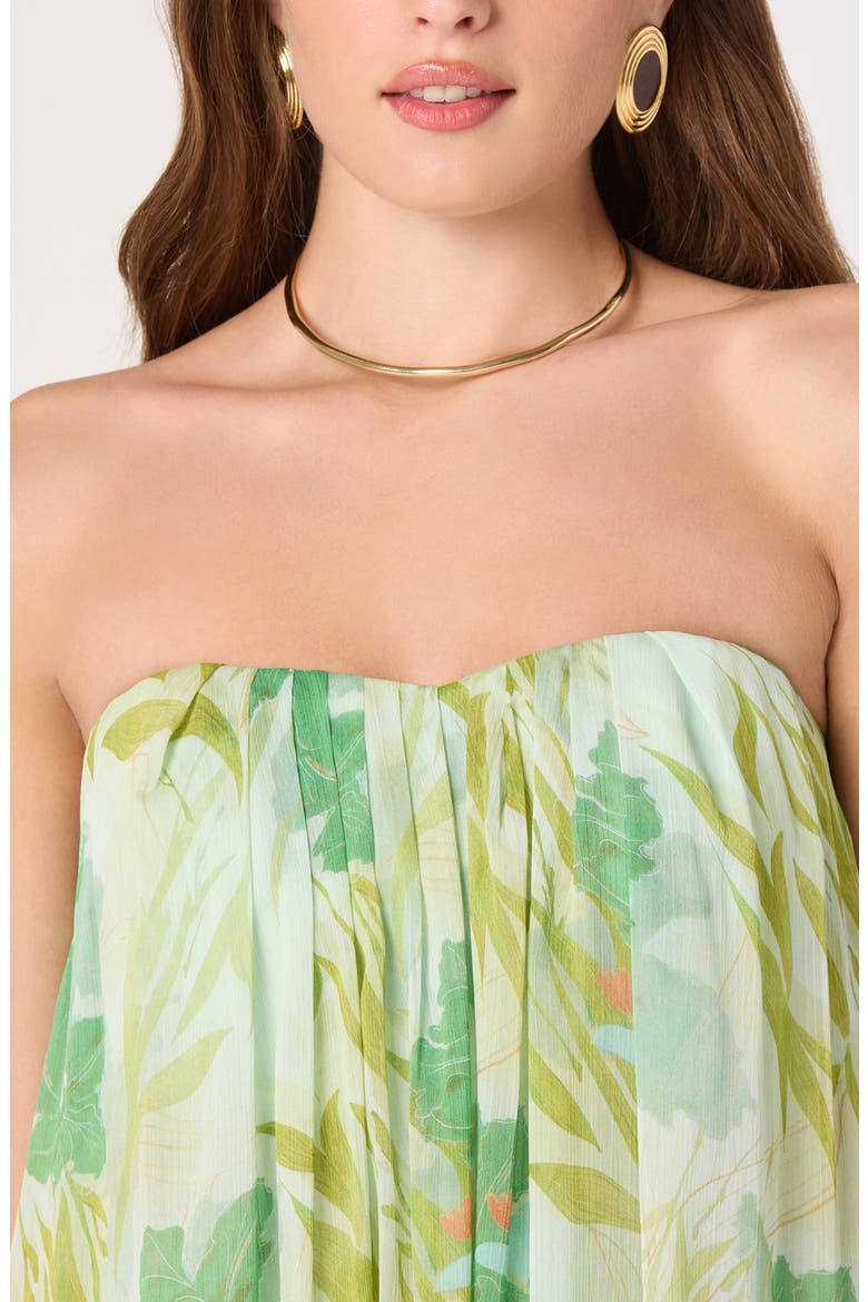 Aileen Strapless Chiffon Maxi Dress, Alternate, color, GREEN TROPICAL