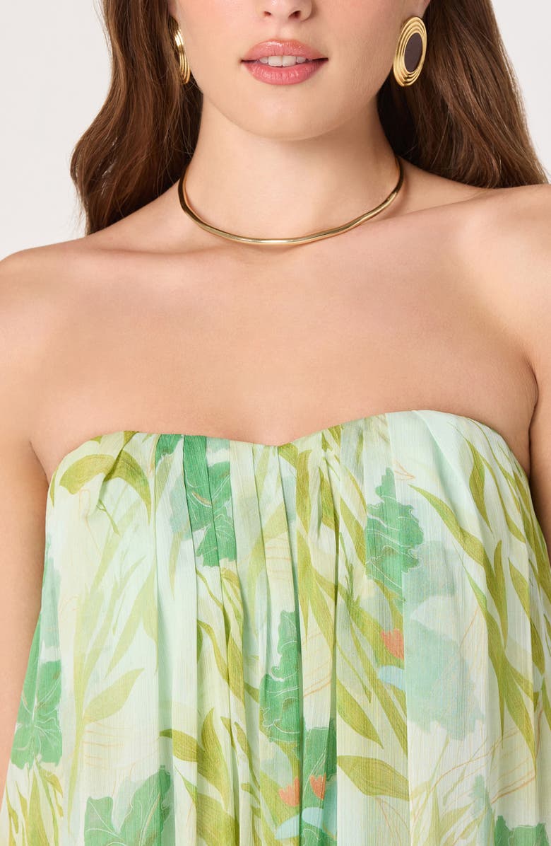 ASTR the Label Aileen Strapless Chiffon Maxi Dress, Alternate, color, Green Tropical