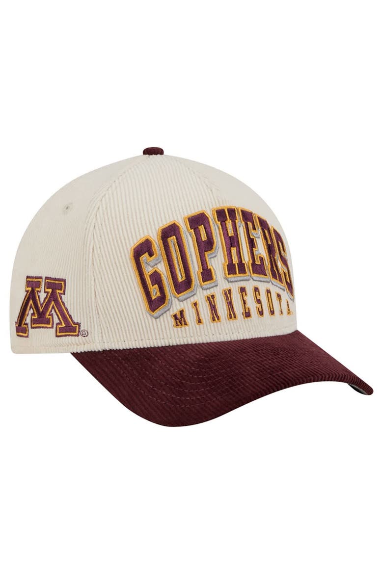 Men's New Era Maroon/Cream Minnesota Golden Gophers Arch Two-Tone Corduroy 9FORTY A-Frame Adjustable Hat, Alternate, color, Maroon