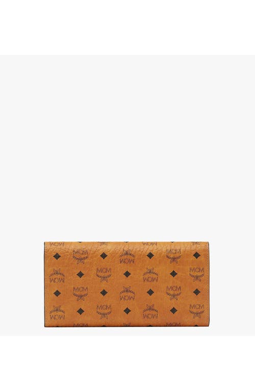Mcm Ladies Trifold Cognac Wallet In Visetos Original In Cognac