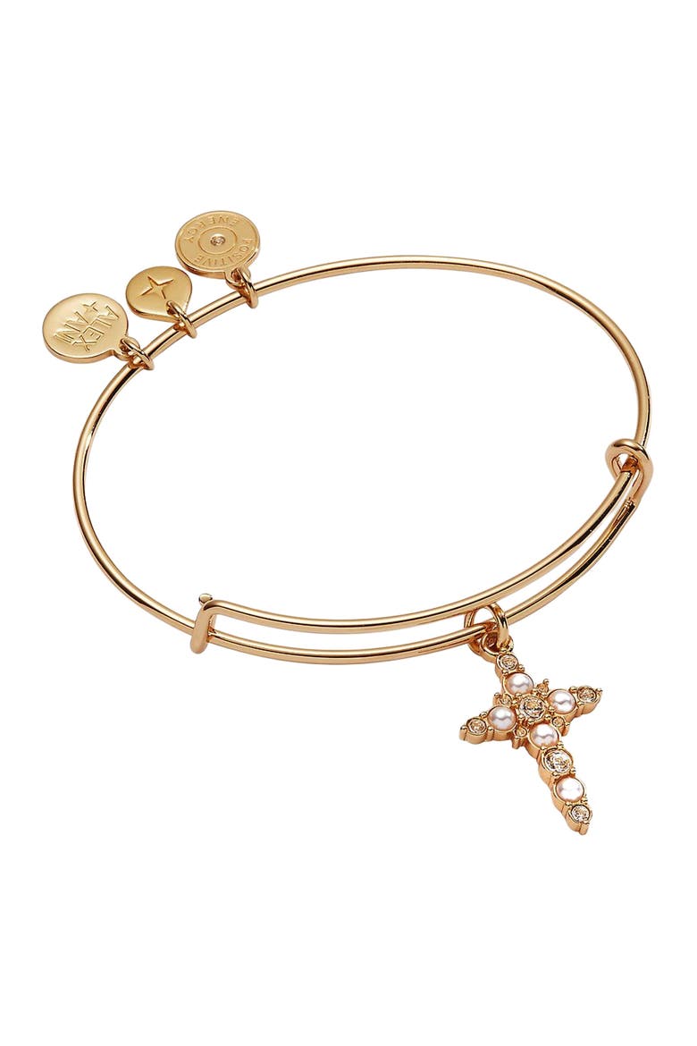 Pearl Basics Cross Bangle Bracelet, Main, color, Pearl
