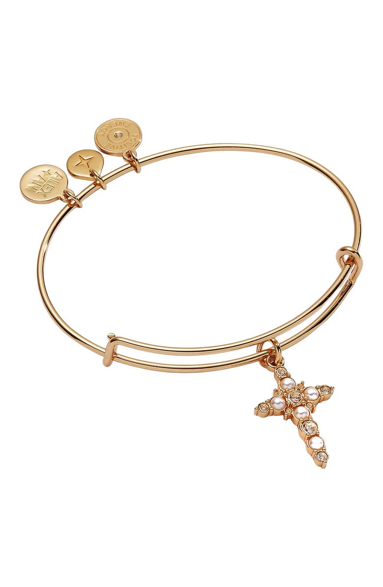 Alex and Ani Pearl Basics Cross Bangle Bracelet, Main, color,