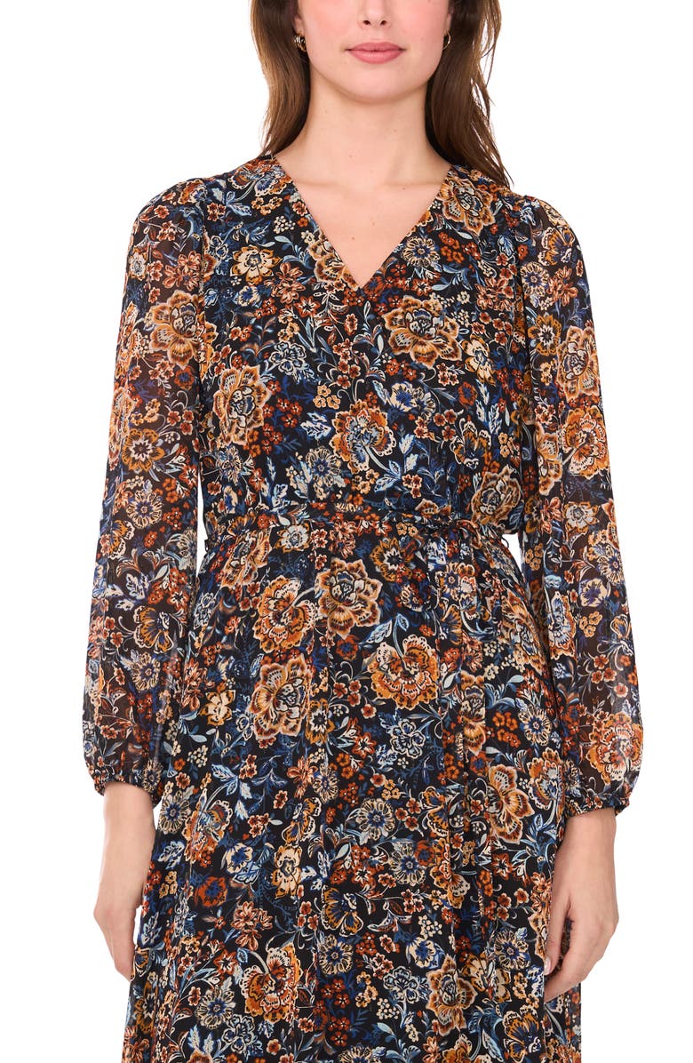 Halogen<sup>®</sup> Suprlice Neck Long Sleeve Maxi Dress, Alternate, color, Blue Multi