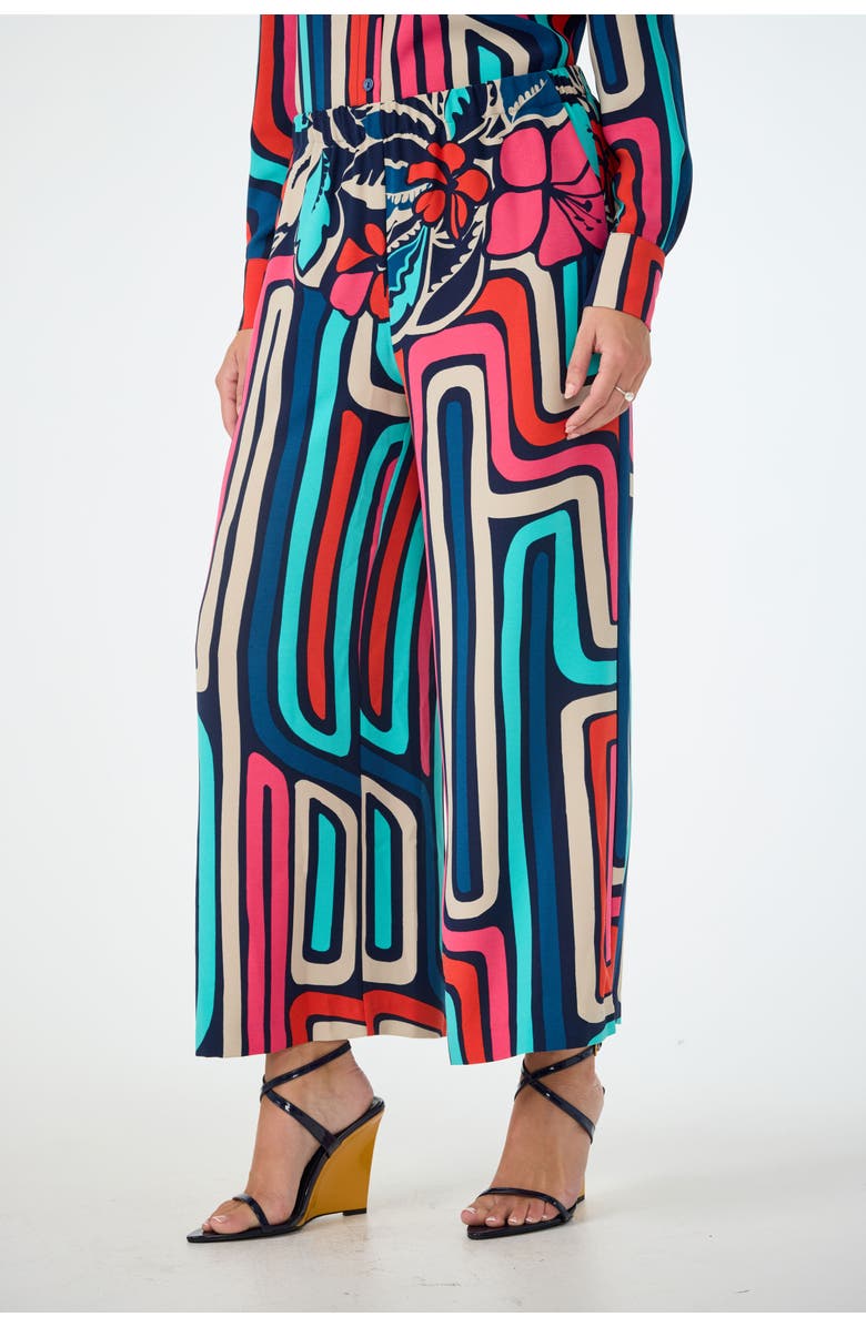 Trina Turk Cubism Printed Cropped Drapey Pant, Alternate, color, Multi