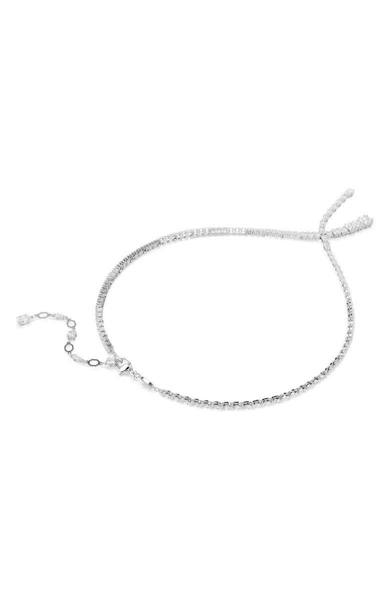 Swarovski Matrix Asymmetic Collar Necklace, Alternate, color, Silver/ White