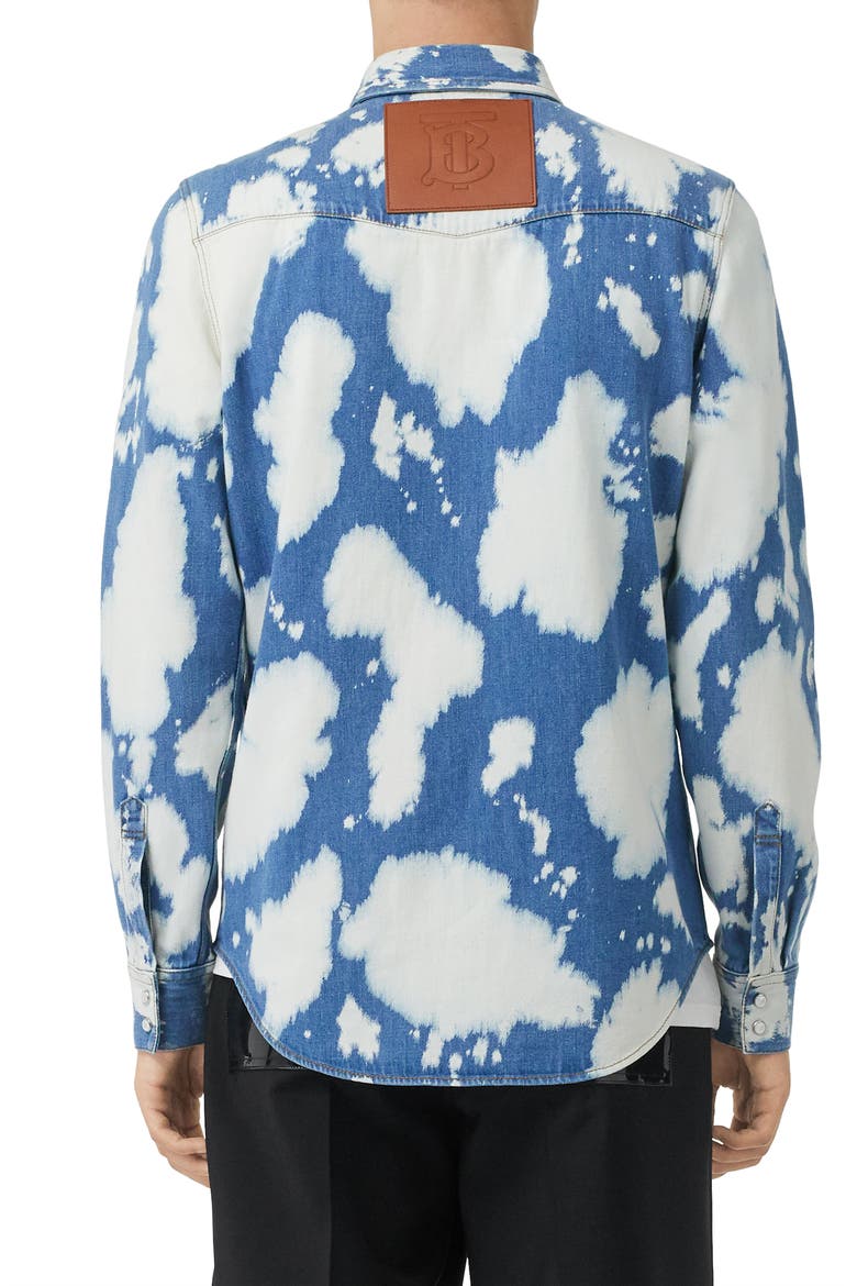 Bleach Denim Slim Fit Western Shirt, Alternate, color, LIGHT INDIGO