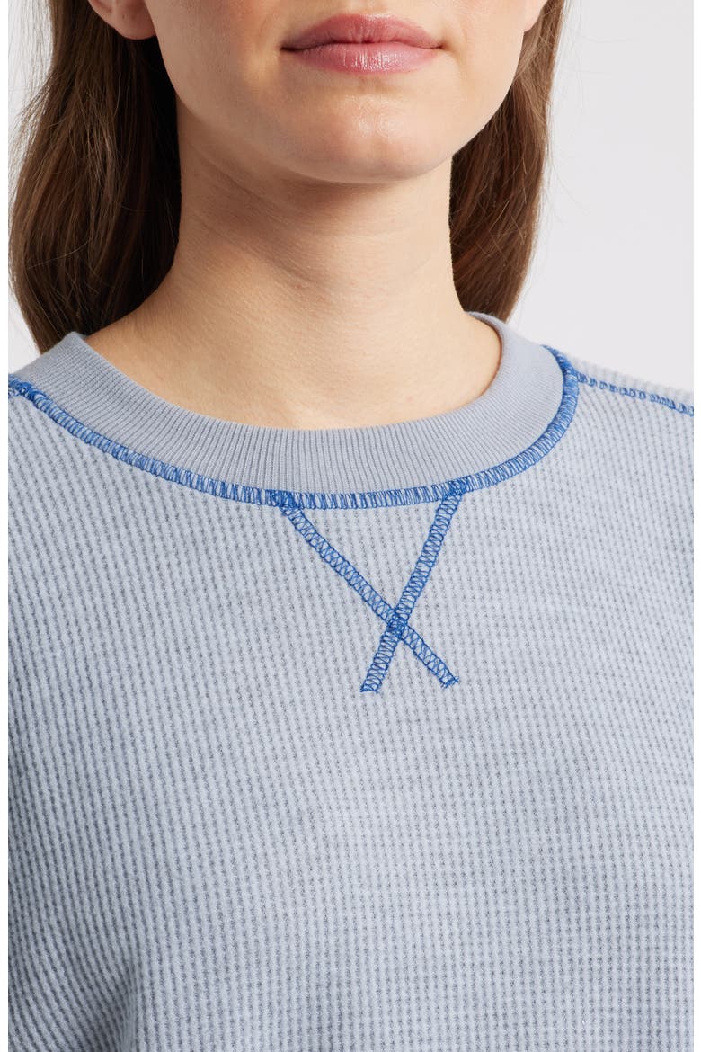 Contrast Stitch Waffle Knit Sweatshirt, Alternate, color, HEATHER GREY