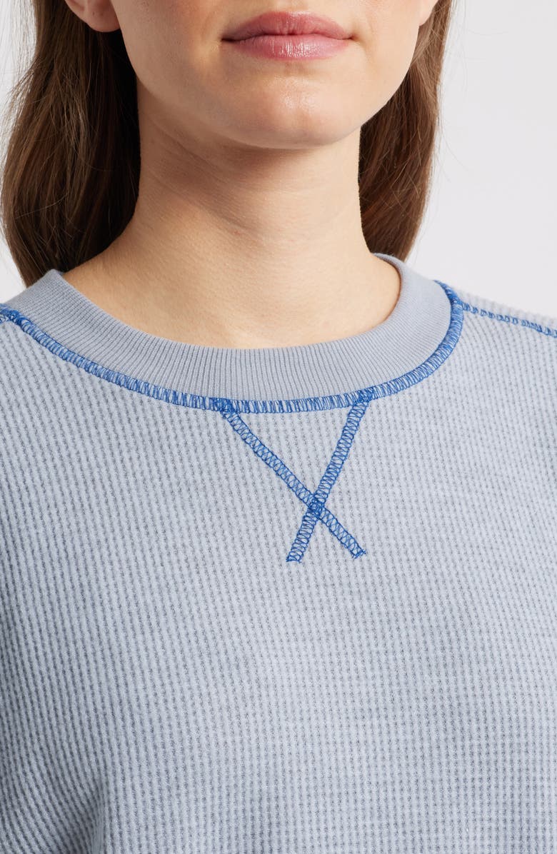CITY BLUES Contrast Stitch Waffle Knit Sweatshirt, Alternate, color, 