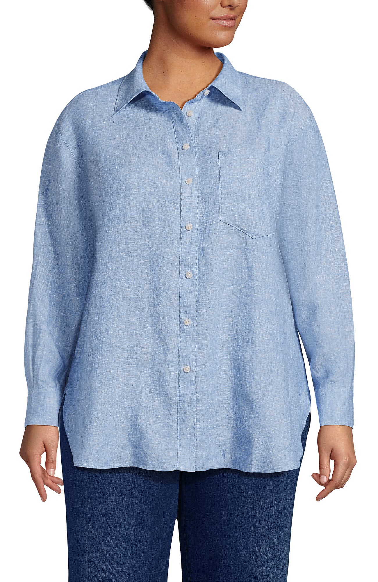 Linen Oversized Button Front Shirt - image 5