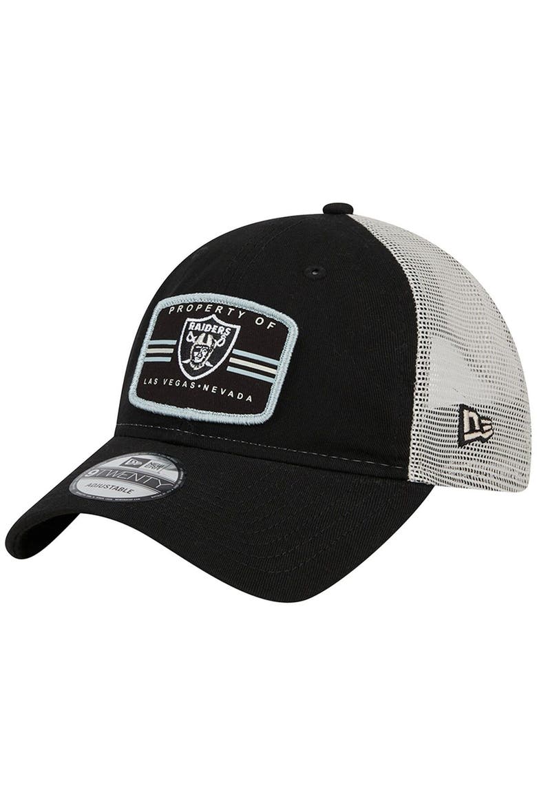 Men's New Era  Black Las Vegas Raiders Property Trucker 9TWENTY Adjustable Hat, Main, color, Black