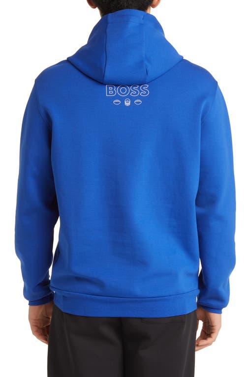 Shop Hugo Boss Boss X Nfl Touchback Graphic Hoodie In New York Giants Dark Blue