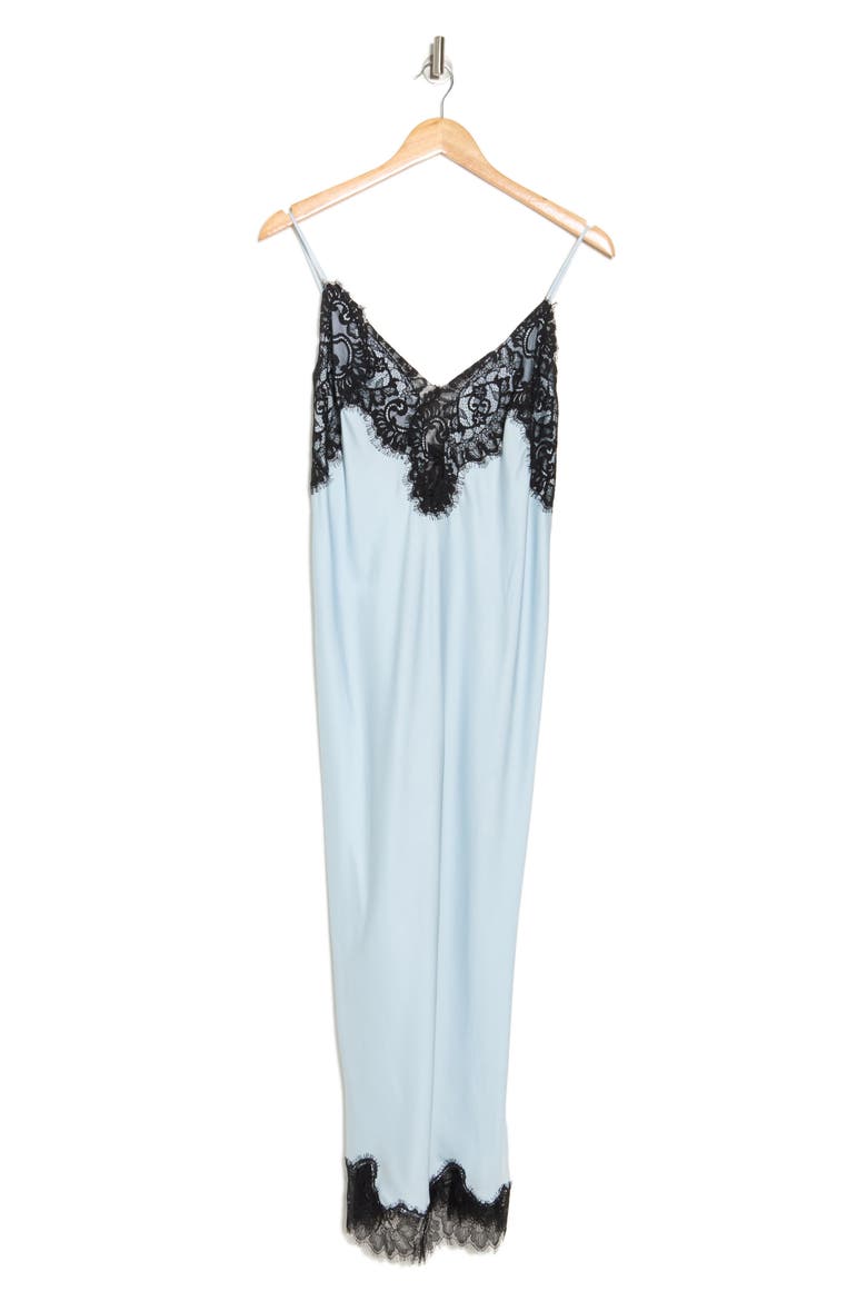 Lennon Lace Accent Satin Slipdress, Alternate, color, CASCADE/ BLACK