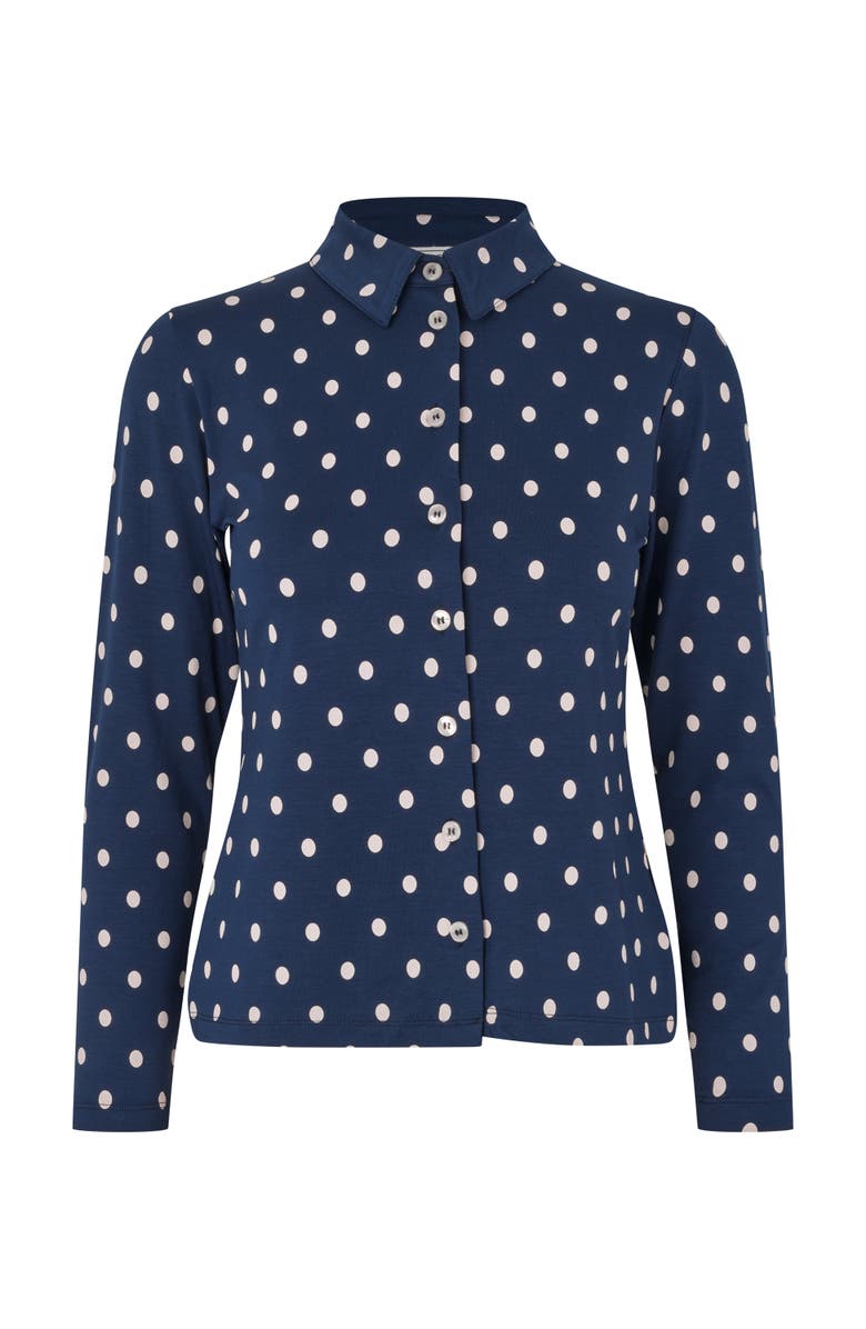 Masai Copenhagen MaIviona Polka Dot Shirt, Alternate, color, Navy Blazer