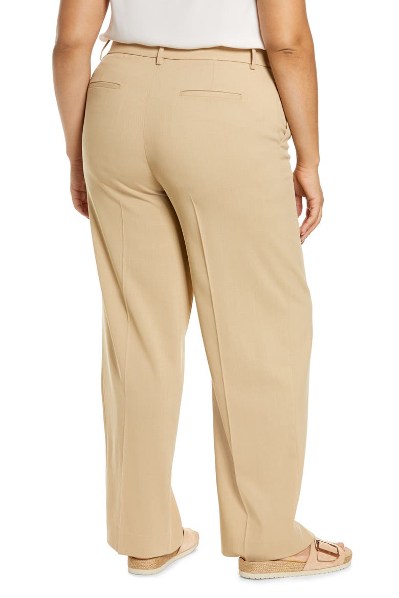 Straight Leg Wool Blend Trousers, Alternate, color, STRAW
