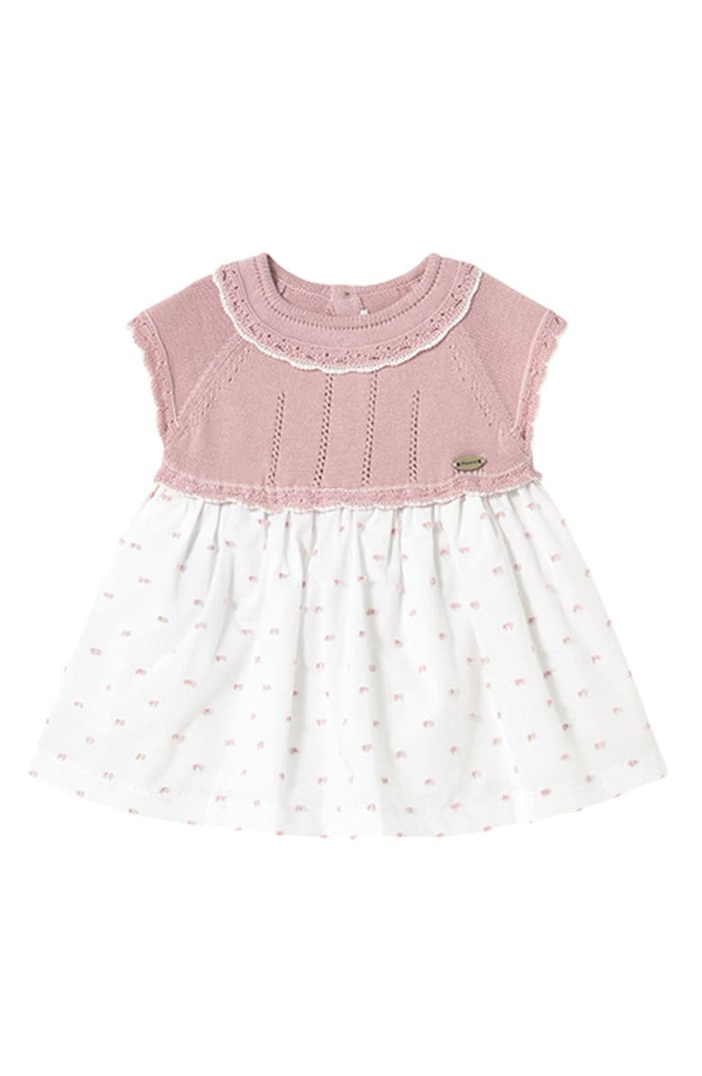 Mayoral Pointelle Knit Cotton Dress, Main, color, Sakura