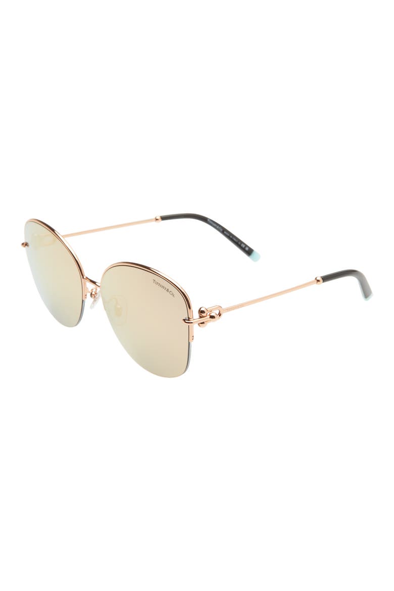 58mm Semirimless Round Sunglasses, Alternate, color, RUBEDO/ GREY MIRROR ROSE GOLD