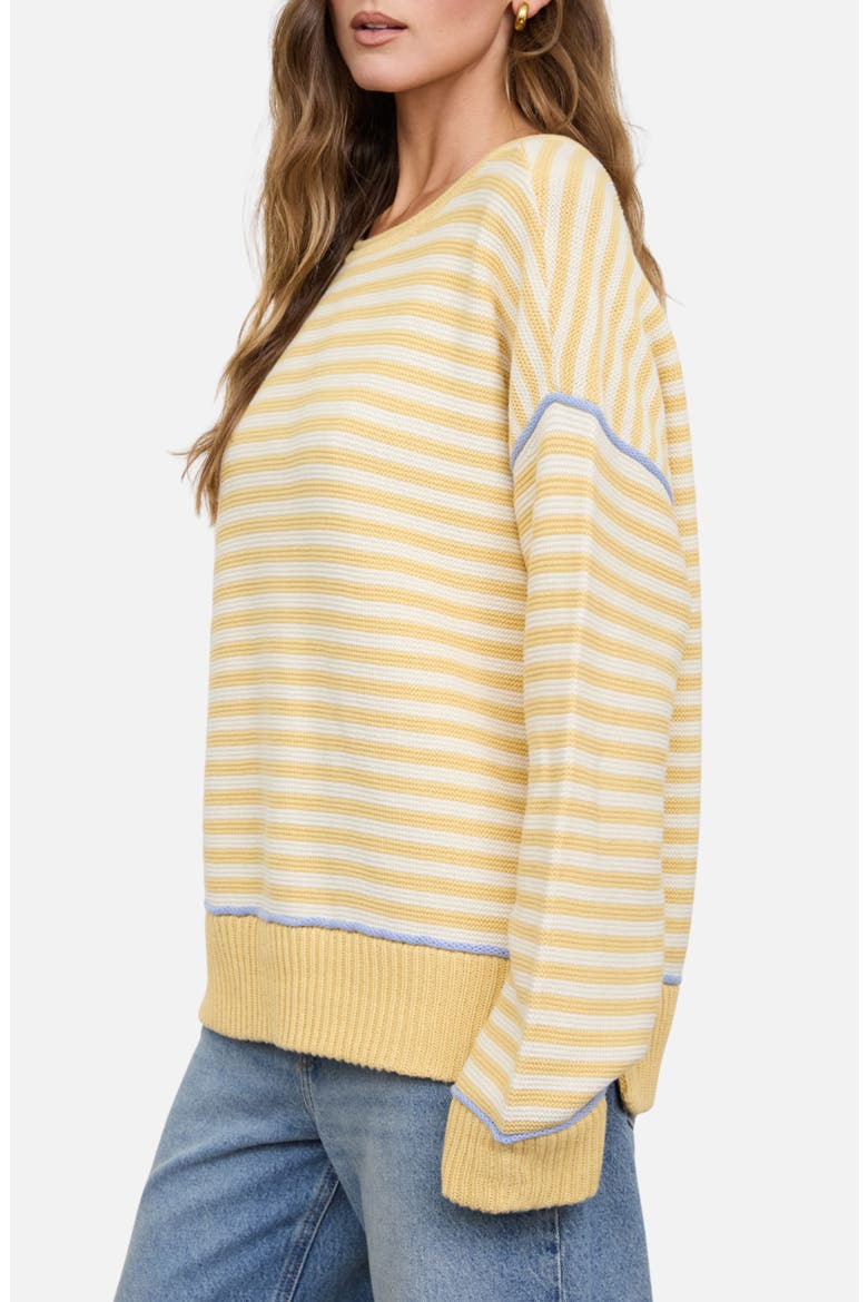 Stripe Raw Edge Cotton Sweater, Alternate, color, YELLOW