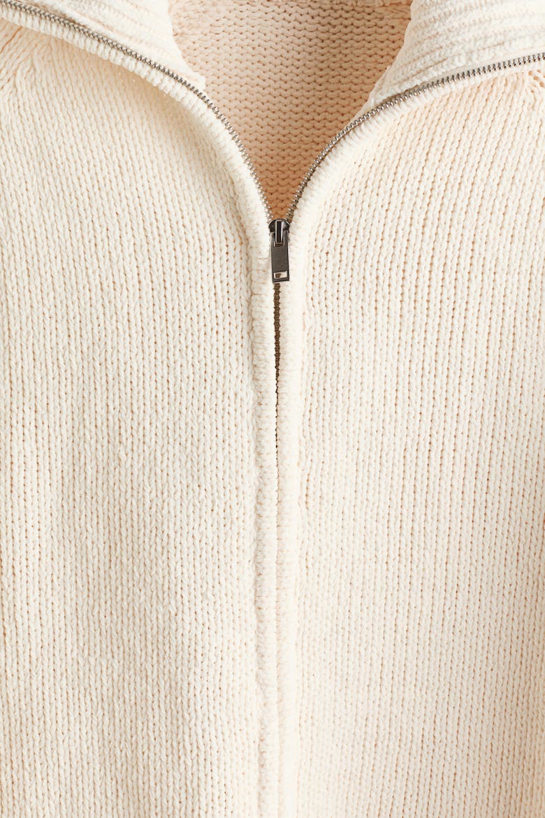 Relaxed-Fit Chenille Cardigan With Zipper, Alternate, color, Cream