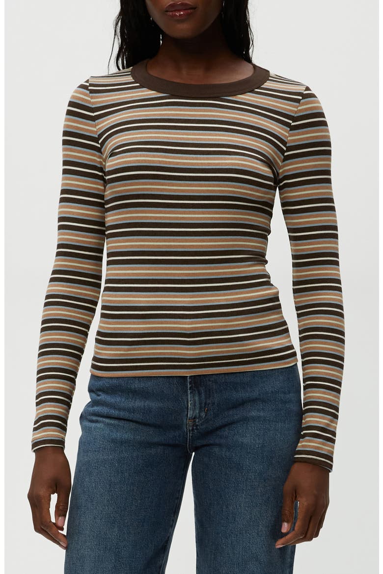 Zola Stripe Long Sleeve Rib T-Shirt, Alternate, color, NEUTRAL STRIPE