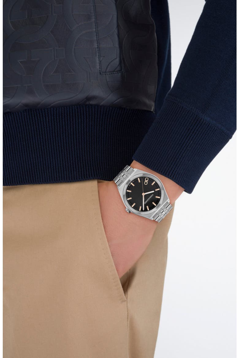 Vega Bracelet Watch, 40mm, Alternate, color, BLACK/ STAINLESS STEEL