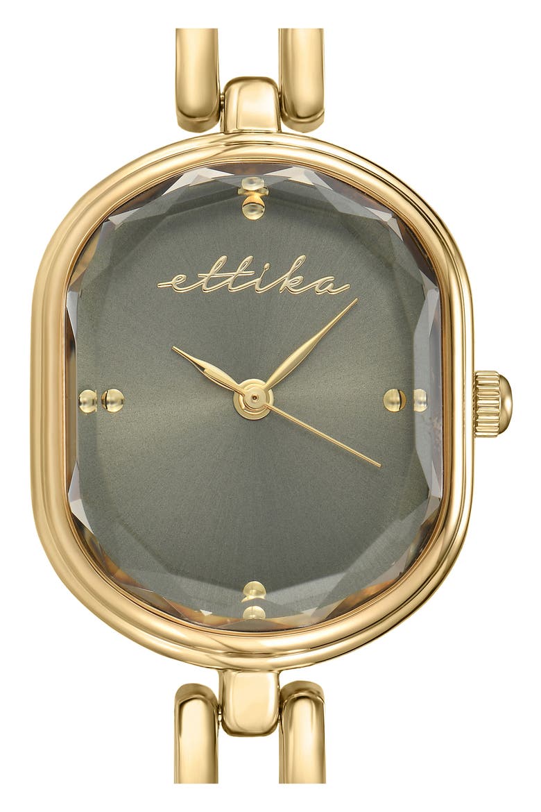 Elegant Link Bracelet Watch, Alternate, color, OLIVE AND GOLD