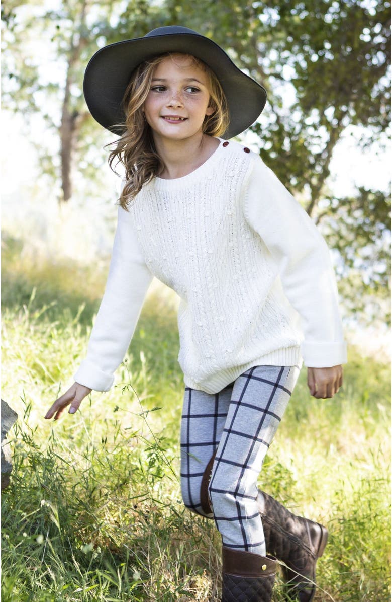 Hope & Henry Baby Girls' Cable Button Sweater, Infant, Alternate, color, White