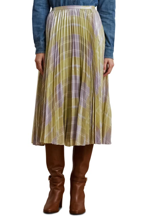 RALPH LAUREN LAUREN RALPH LAUREN PLAID PLEATED GEORGETTE MIDI SKIRT