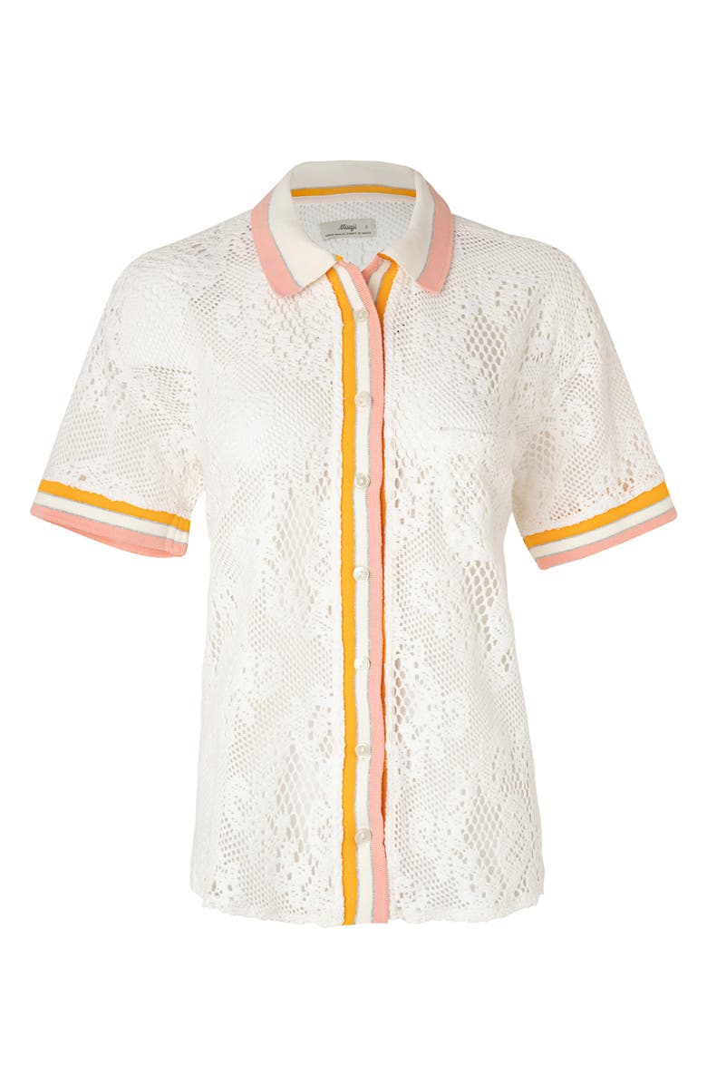 Maaji Flowery Lana Open Knit Cover-Up Shirt, Alternate, color, Beige Overflow