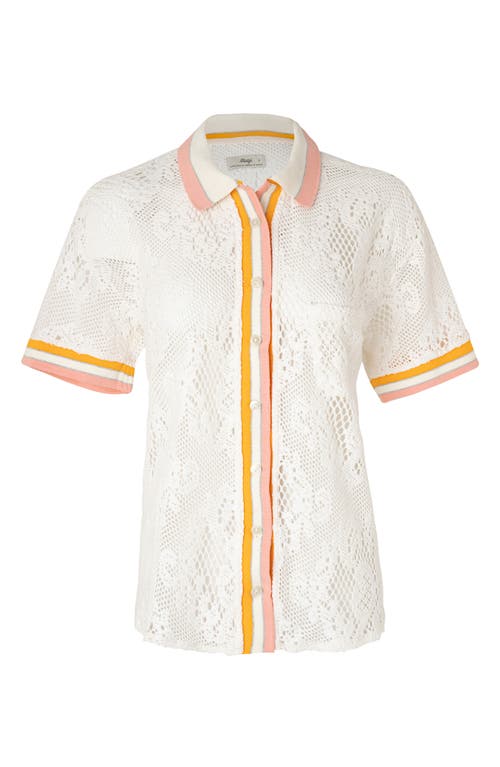 Maaji Flowery Lana Open Knit Cover-up Shirt In Beige Overflow